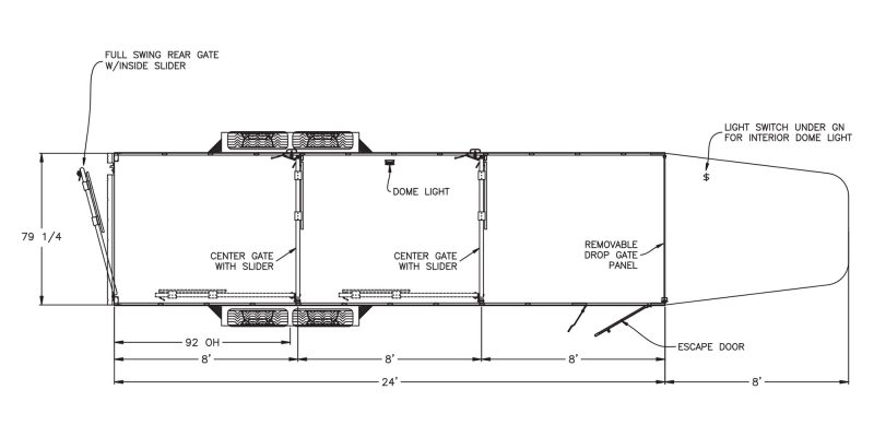 Model 8117 Stock Trailer (24′, 2 Gates)