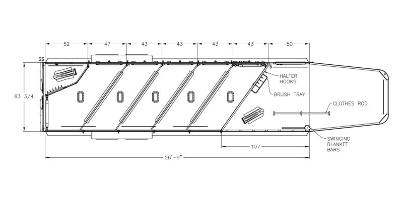 Model 9600 horse trailer floorplan - 7550