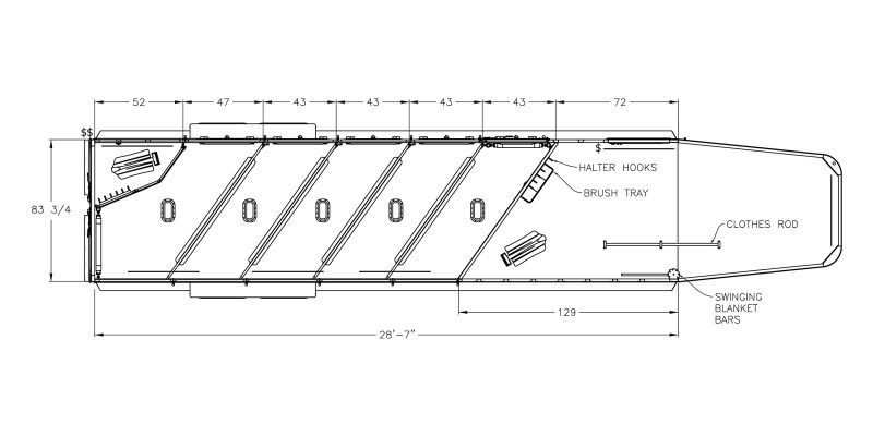 Model 9600 horse trailer floorplan - 7572