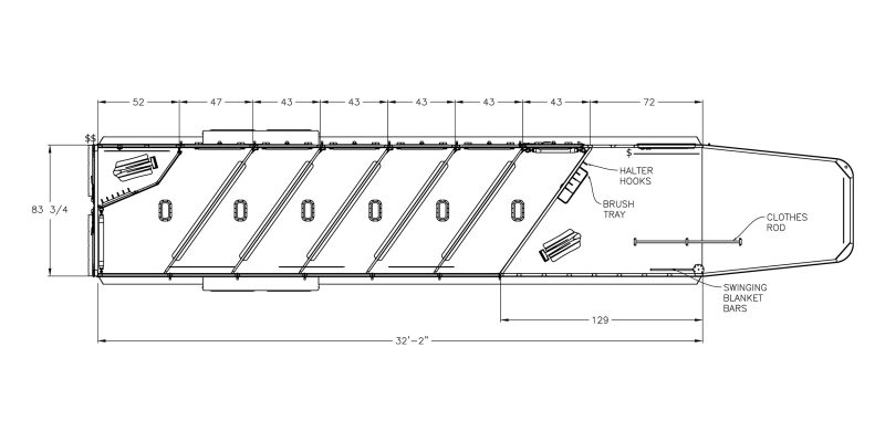 Model 9600 horse trailer floorplan - 7672