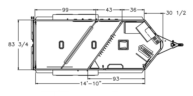 Model 9400 Premier tack horse trailer 2H floorplan