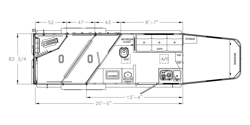 Living quarters horse trailer 9807 - 208A